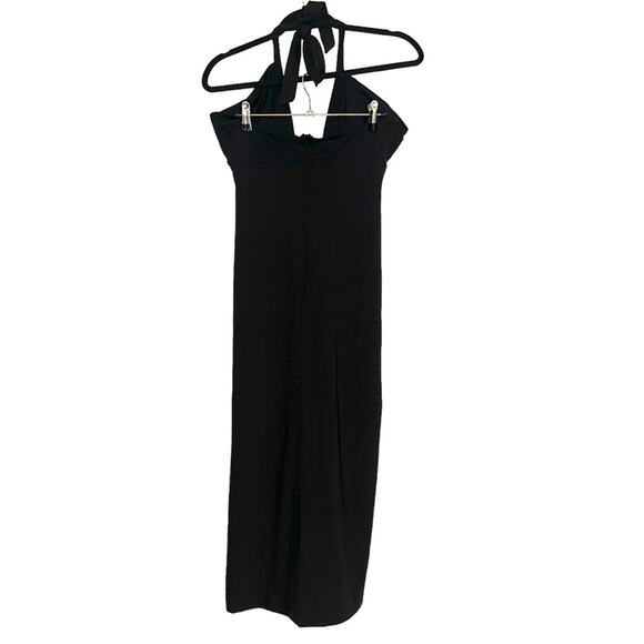 NWT Bardot Guilia Side Slit Halter Black Midi Dress MEDIUM - Picture 4 of 10